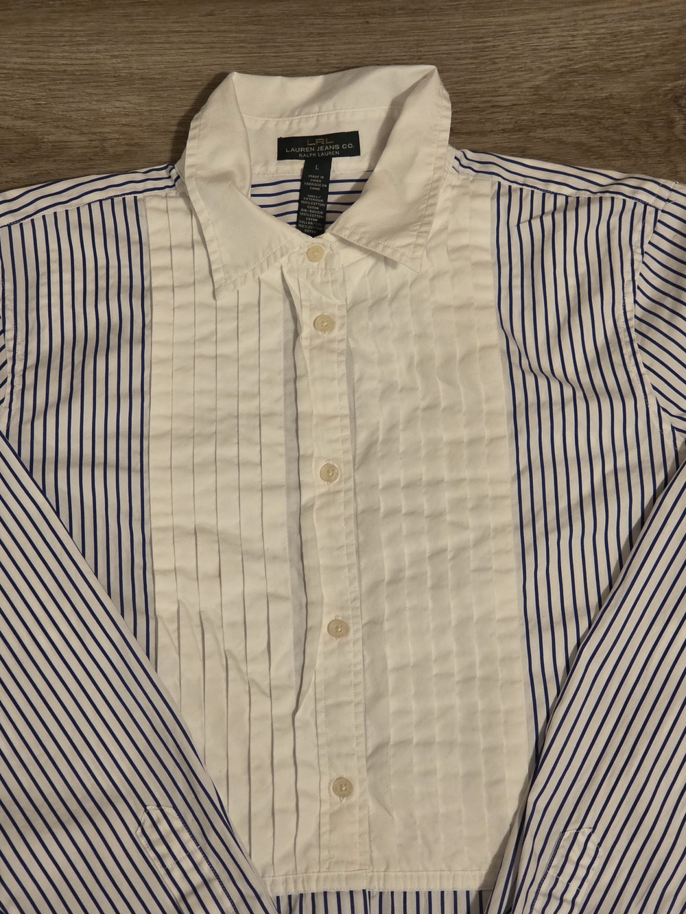 Ralph Lauren Blue & White Striped Asymmetrical Shirt Dress - Picture 4 of 6